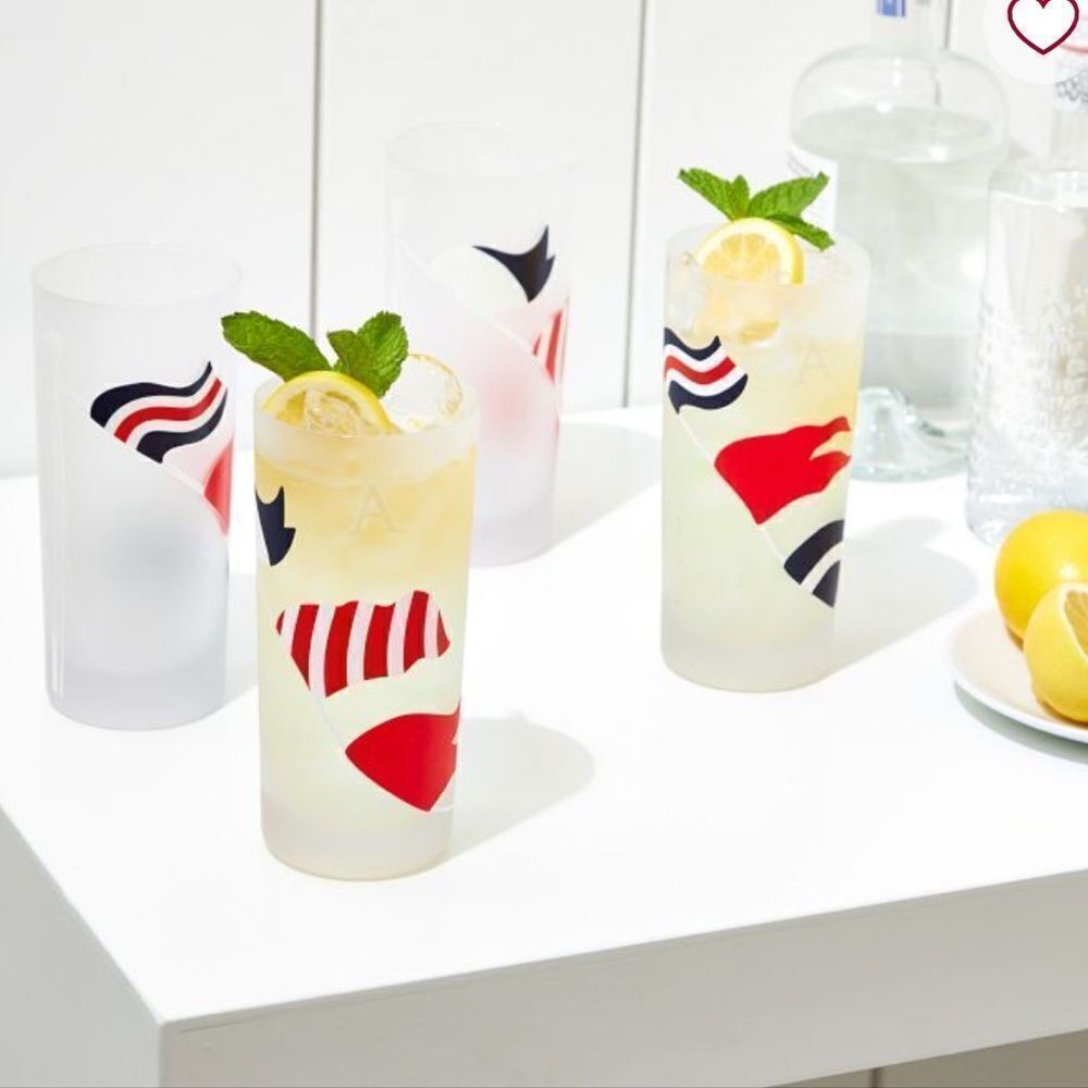 Mark & Graham Nautical Flag Highball Glasses Set/4